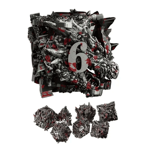 Battle's End - 7 Piece Hollow Metal Polyhedral Dice Set & Dice Case