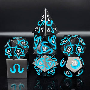 Mystic Leyline - 7 Piece Metal Polyhedral Dice Set & Dice Case