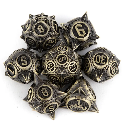 Elven Room Clearer - 7 Piece Metal Polyhedral Dice Set & Dice Case