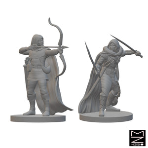 Elf Male Rangers | BeaMini Unpainted RPG Miniatures