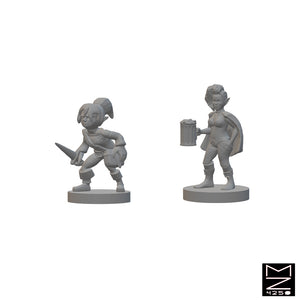 Halfling Female Rogues | BeaMini Unpainted RPG Miniatures