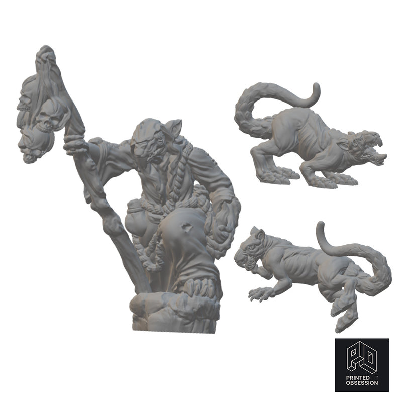 Ratkin Mage and Giant Rats (2) | BeaMini Unpainted RPG Miniatures