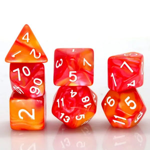 Summer Sunset - 7 Piece Polyhedral Dice Set + Dice Bag