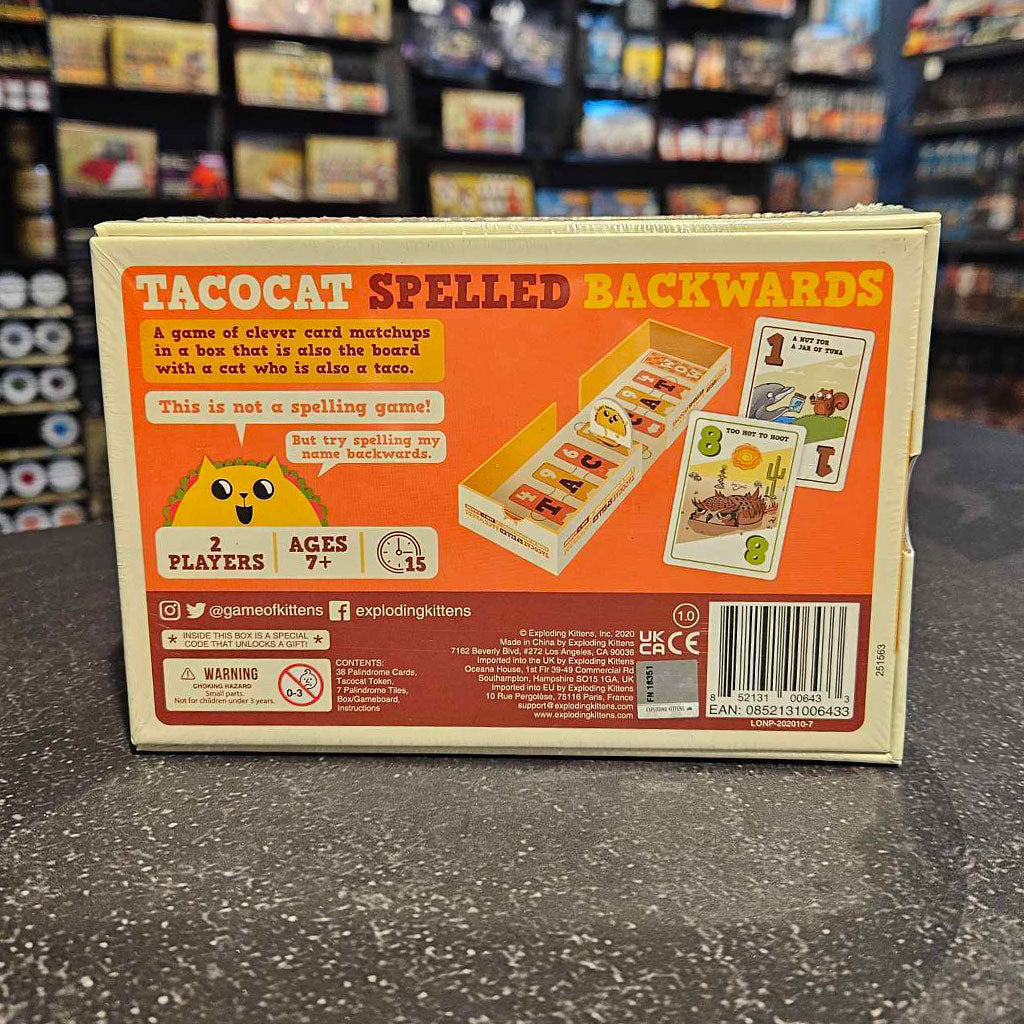 Exploding Kittens Tacocat Spelled Backwards – Gioco Di Carte Portatile Con Tessere Palindrome