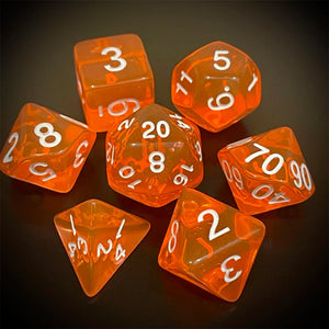Orange Peel - 7 Piece Polyhedral Dice Set + Dice Bag