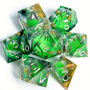 Elven Treasure - Liquid Core Sharp Edge Dice Set & Dice Case