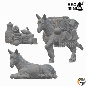 Pack Mules | BeaMini Unpainted RPG Miniatures