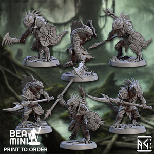 Lizardman Raiding Party | BeaMini Print to Order Miniatures