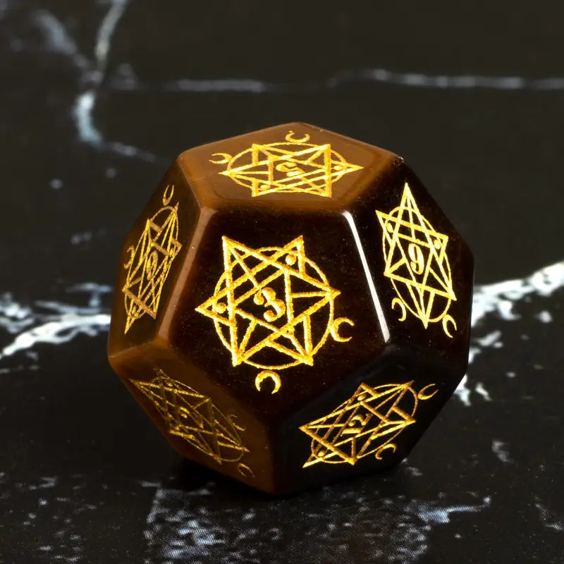 Shieldmage - Tigers Eye Gemstone Dice Set & Dice Case