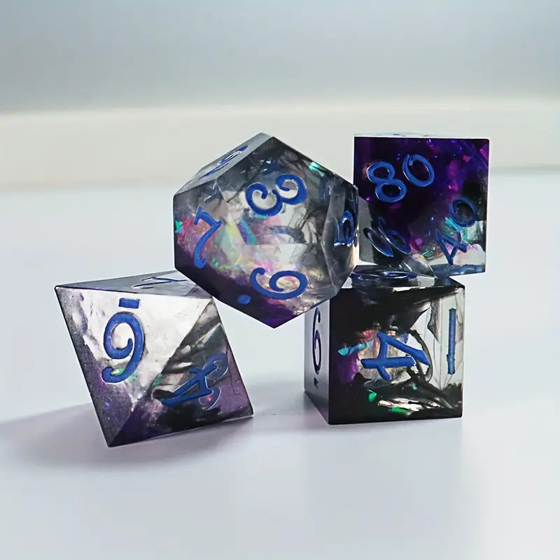 Eldritch Bloom - Handcrafted Sharp Edge Dice  Set & Dice Case