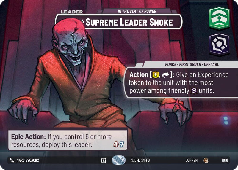 Supreme Leader Snoke - In the Seat of Power (1010) (Showcase) (1010) [Legends of the Force]