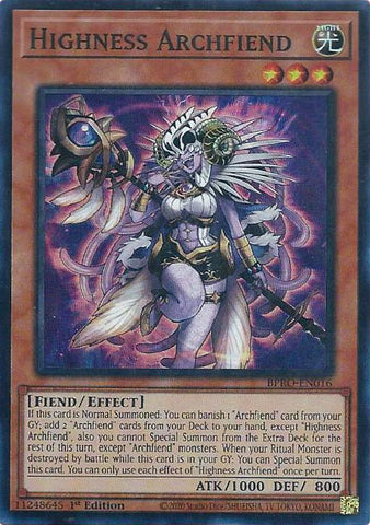 Highness Archfiend [BPRO-EN016] Super Rare
