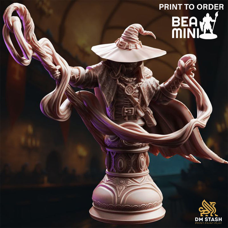 Master Mage - Big Hat Harrison Bust | BeaMini Print to Order Miniatures