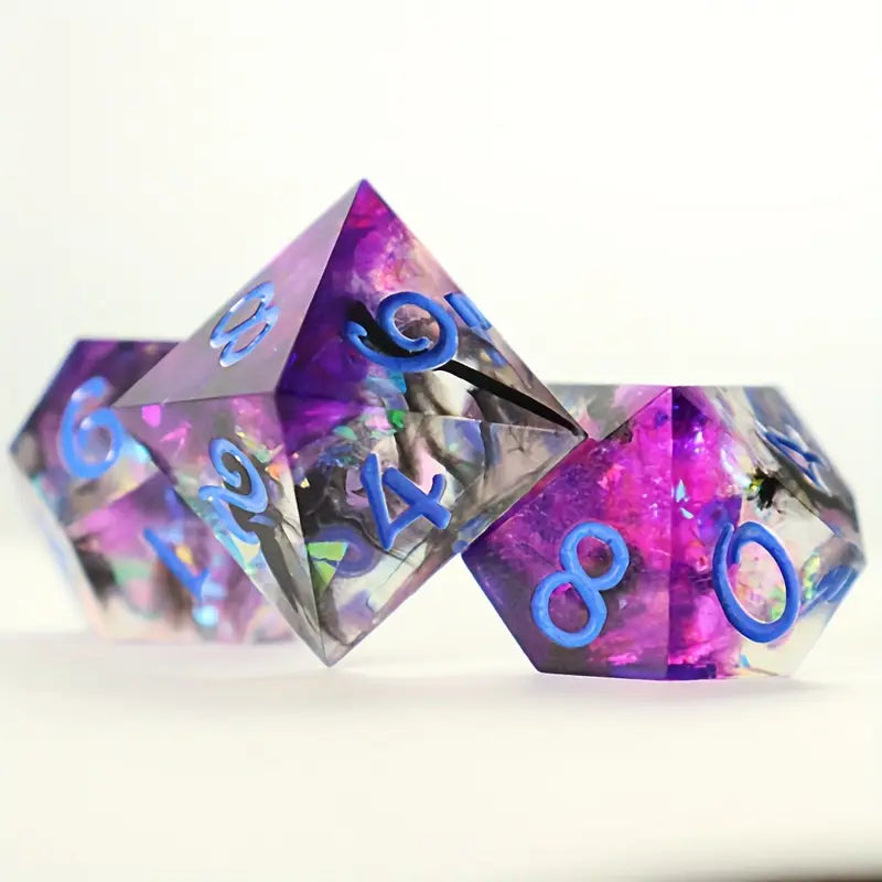 Eldritch Bloom - Handcrafted Sharp Edge Dice  Set & Dice Case