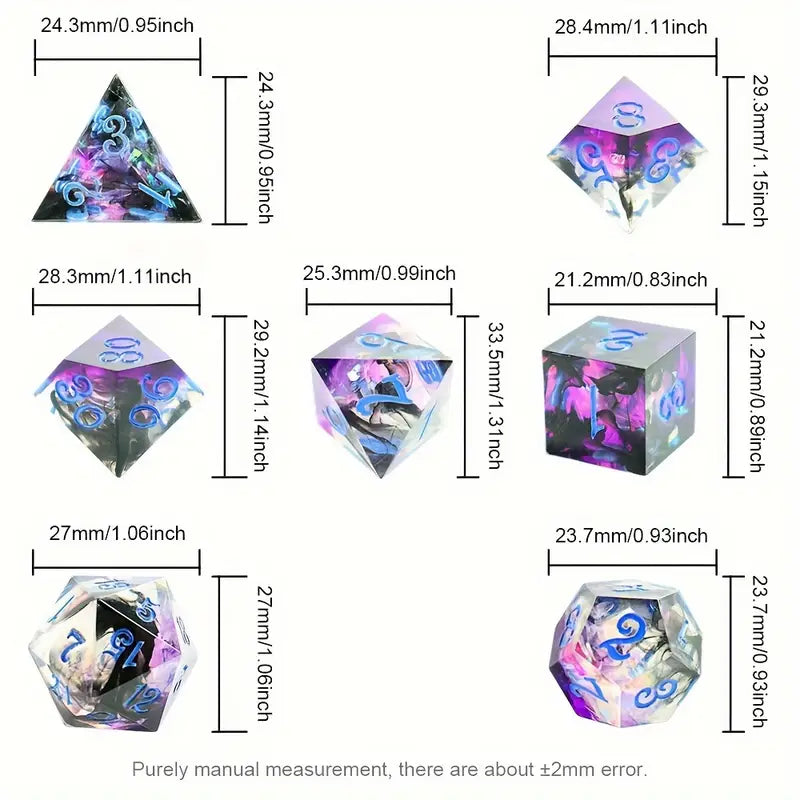 Eldritch Bloom - Handcrafted Sharp Edge Dice  Set & Dice Case