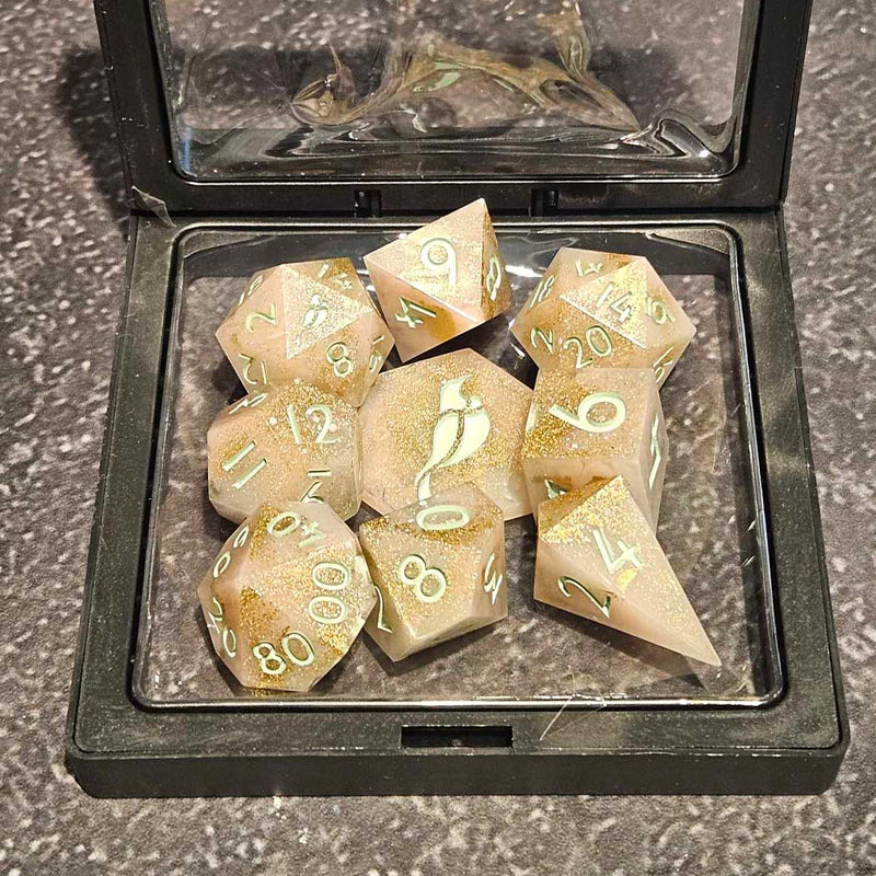 A Ripple in Time - New Zealand Made Handcrafted 9 Piece Dice Set by Tui Dice