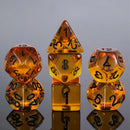 Amber Drop - 7 Piece Polyhedral Dice Set + Dice Bag