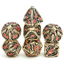 Ancestral Roll - 7 Piece Hollow Metal Polyhedral Dice Set & Dice Case