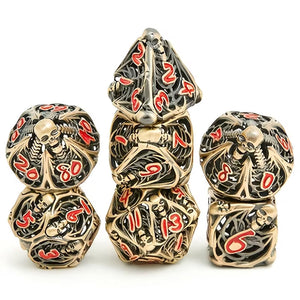 Ancestral Roll - 7 Piece Hollow Metal Polyhedral Dice Set & Dice Case