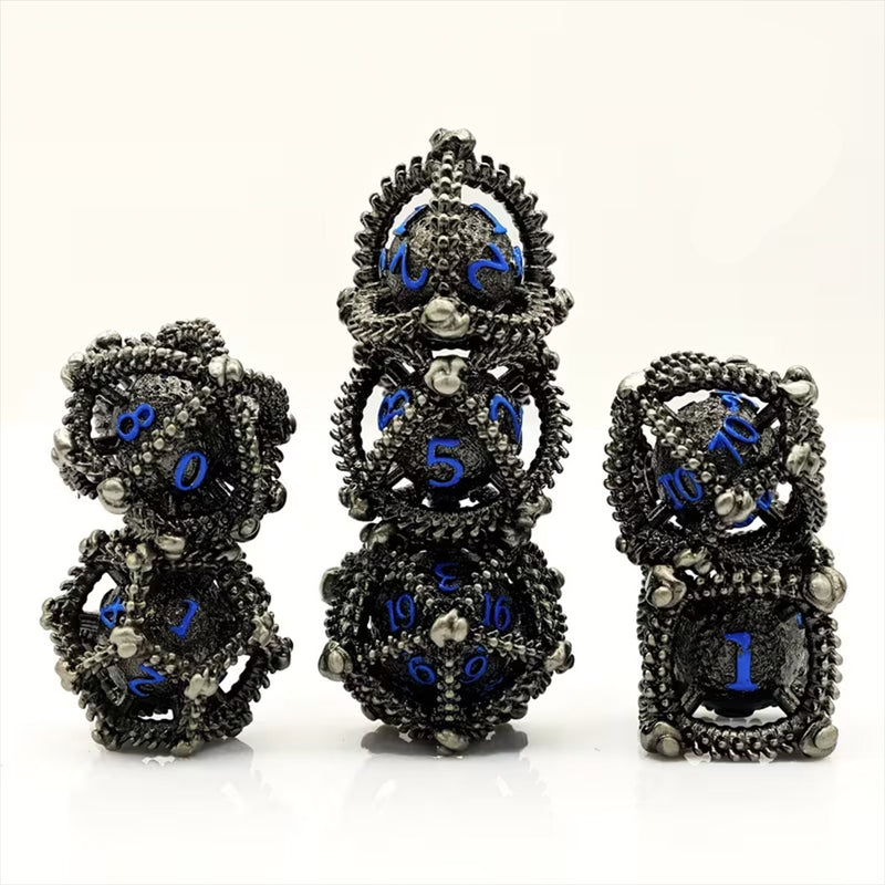 Arcane Drake Egg 7 Piece Metal Polyhedral Dice Set & Dice Case