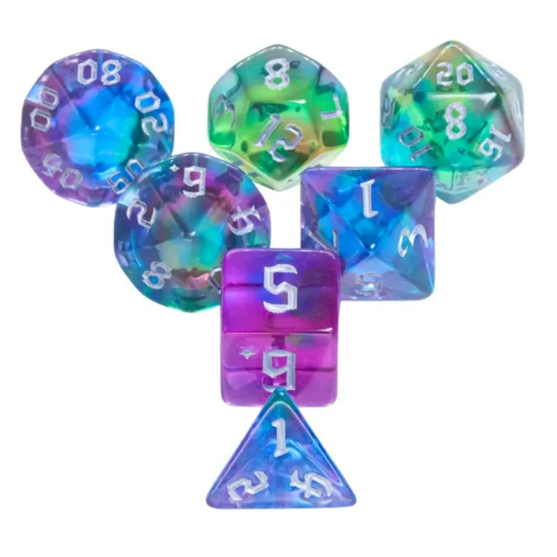 Aurora - 7 Piece Polyhedral Dice Set + Dice Bag