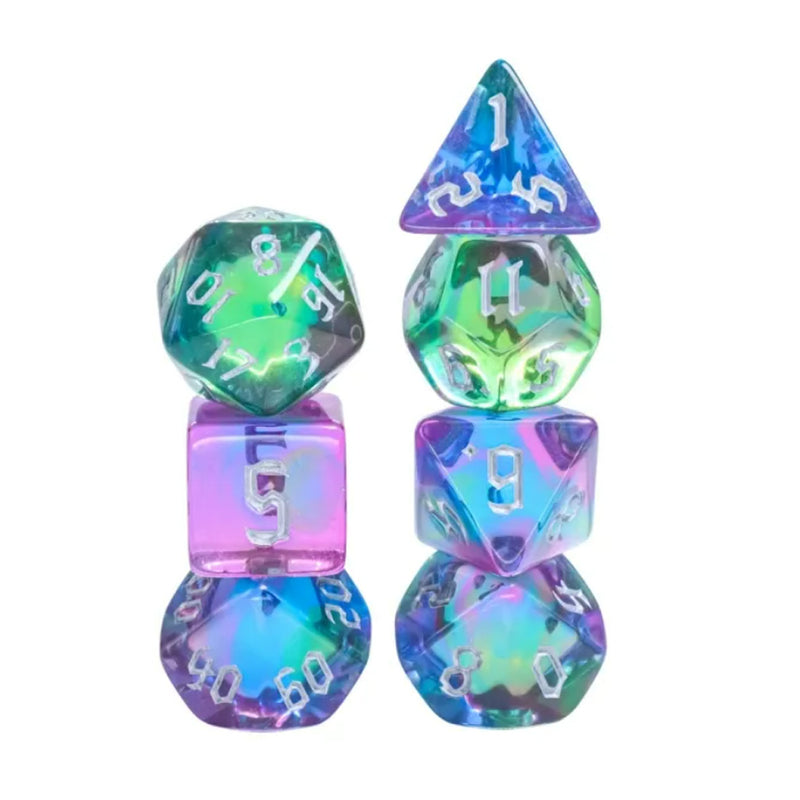 Aurora - 7 Piece Polyhedral Dice Set + Dice Bag