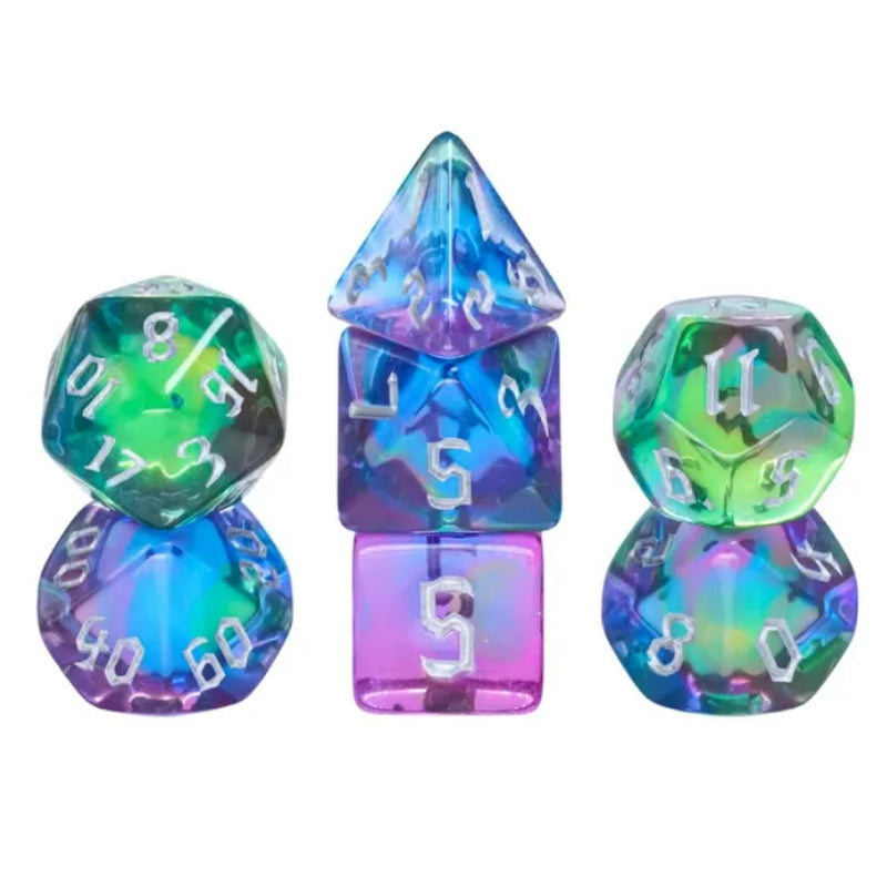 Aurora - 7 Piece Polyhedral Dice Set + Dice Bag