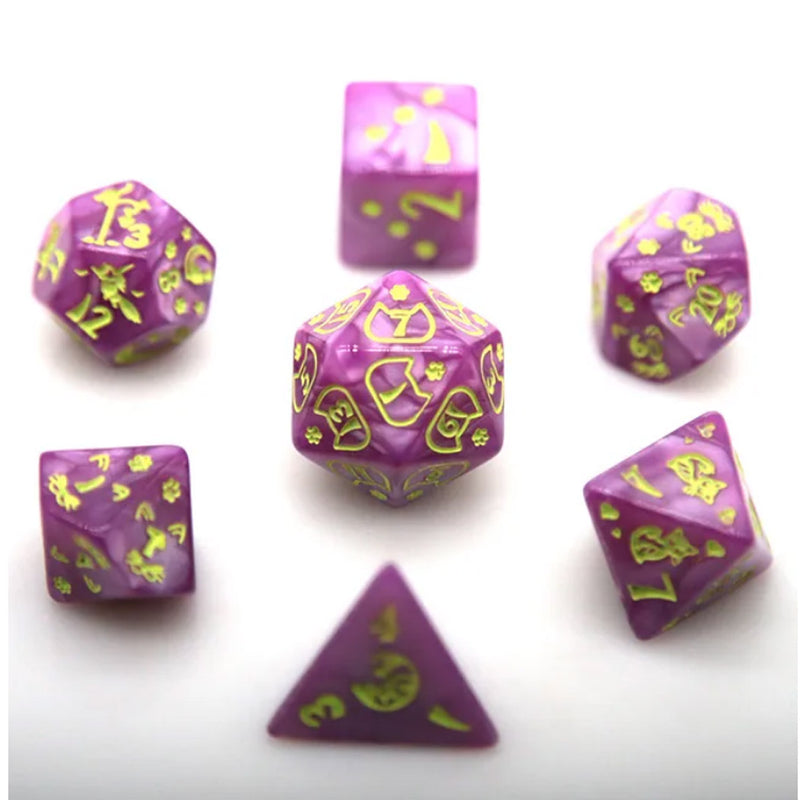 Bard-Bea - 7 Piece Polyhedral Dice Set + Dice Bag