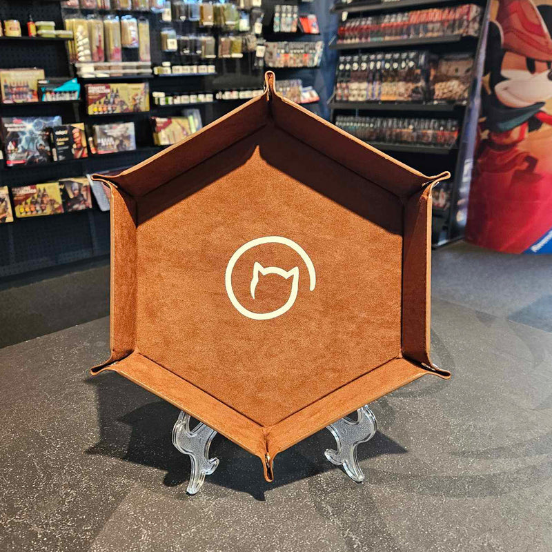 Bea Games Hexagon Dice Tray  - Brown with White