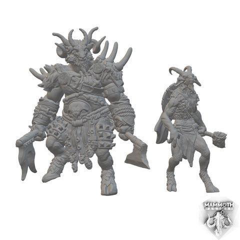 Beastkin Greathorn & Beastkin Witherling | BeaMini Unpainted RPG Miniatures
