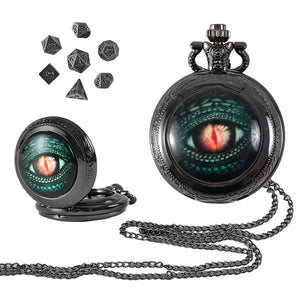 Beast's Gaze 7 Piece Mini Metal Polyhedral Dice Set & Pocket Watch Style Case