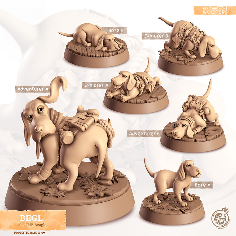 Begl The Beagle | Pet Companion Woofers | BeaMini Unpainted RPG Miniatures