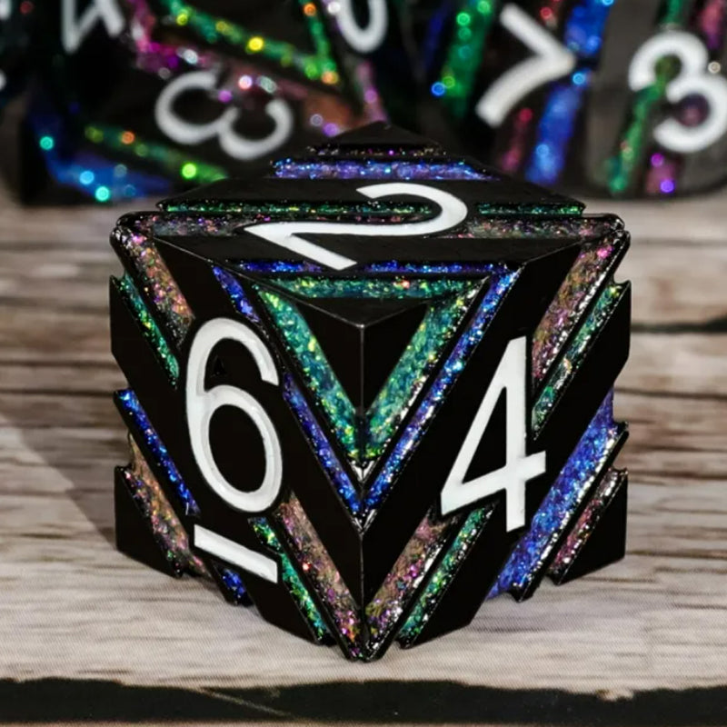 Allsorts - 7 Piece Metal Polyhedral Dice Set & Dice Case - Support RAINBOW YOUTH with your purchase