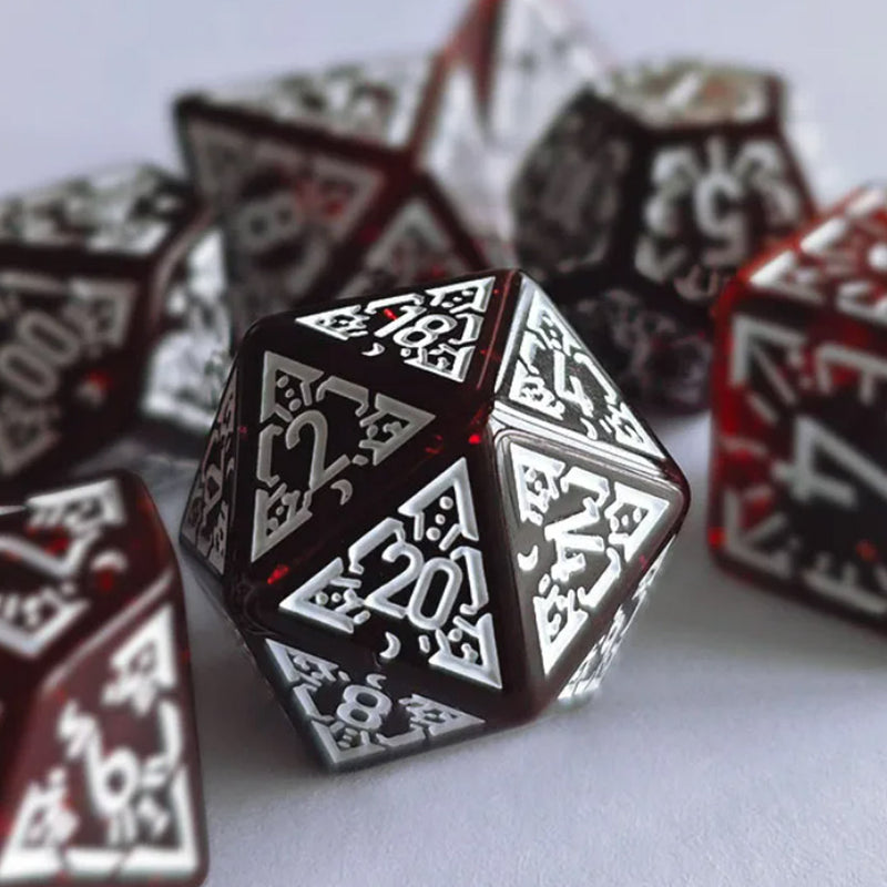 Blood Dawn - 7 Piece Polyhedral Dice Set + Dice Bag