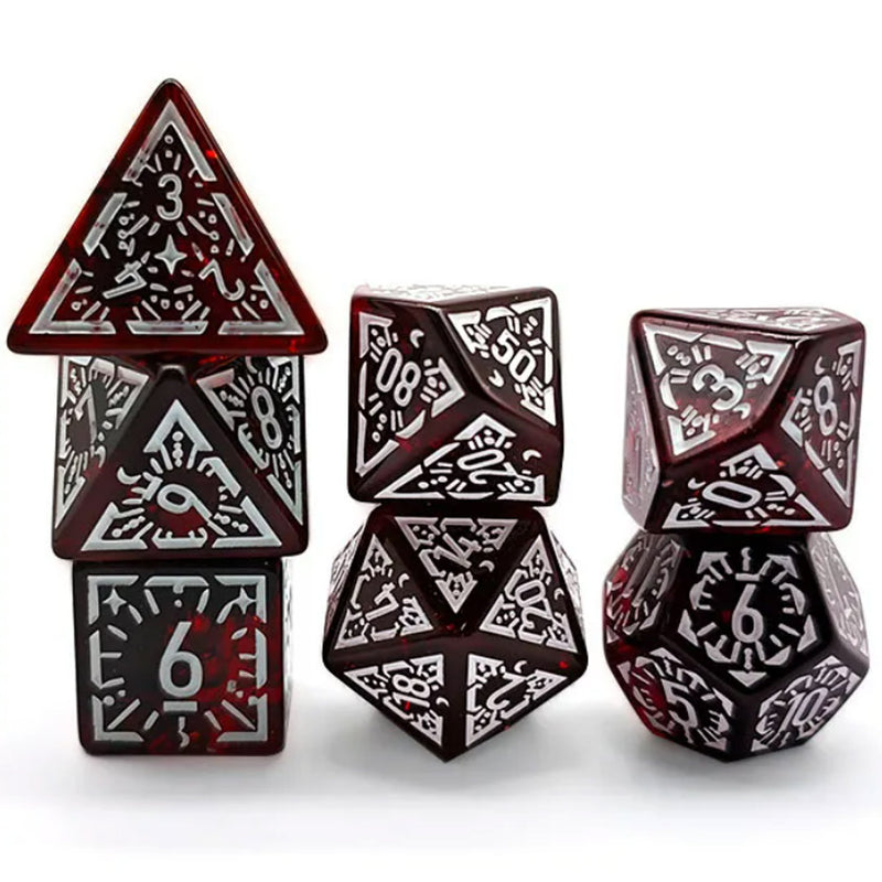 Blood Dawn - 7 Piece Polyhedral Dice Set + Dice Bag