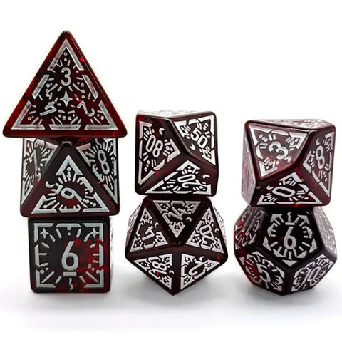 Blood Dawn - 7 Piece Polyhedral Dice Set + Dice Bag