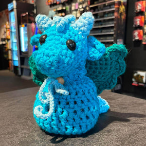 Handmade Crochet Dice Dragon - Blue and Green