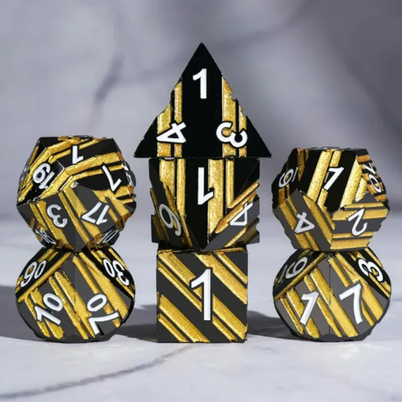 Bumblebee - 7 Piece Metal Polyhedral Dice Set & Dice Case