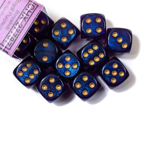 Chessex Borealis Royal Purple/gold d6Dice Set (12xD6) (CHX 27787)