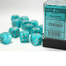 Chessex Cirrus Aqua/Silver d6 Dice Set (12xD6) (CHX 27665)