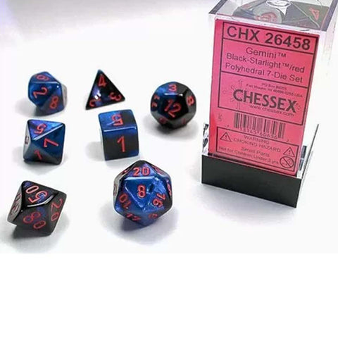 Chessex Gemini Black-Starlight with Red - 7 Piece Polyhedral Dice Set (CHX 26458)