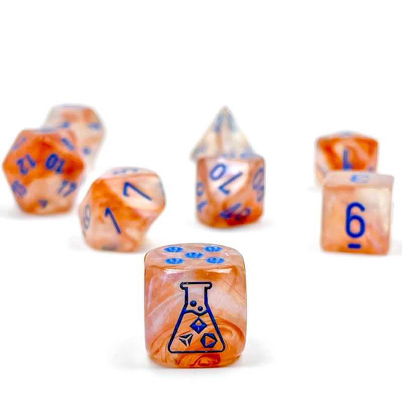 Chessex Borealis Rose Gold/light blue 7 Piece Polyhedral Dice Set (CHX 30045)