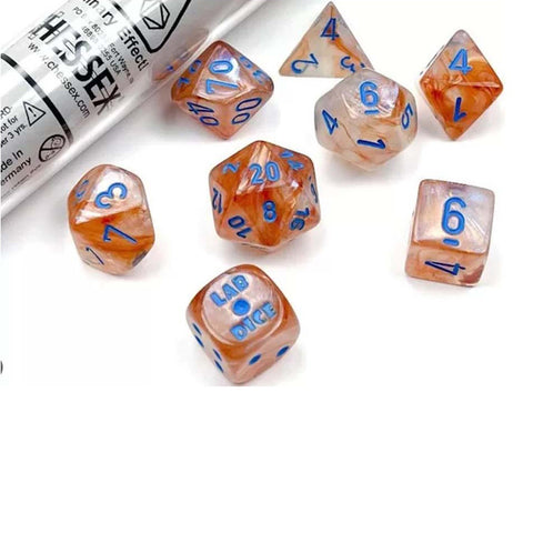 Chessex Borealis Rose Gold/light blue 7 Piece Polyhedral Dice Set (CHX 30045)