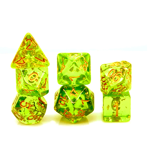 Clear Springs - 7 Piece Polyhedral Dice Set + Dice Bag