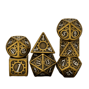 Cogspinner - 7 Piece Metal Polyhedral Dice Set & Dice Case