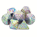 Rainbow Glory - 7 Piece Metal Polyhedral Dice Set & Dice Case
