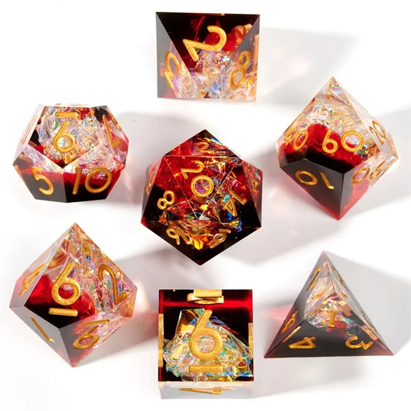Lucifers Ice - Handcrafted Sharp Edge Dice Set & Dice Case