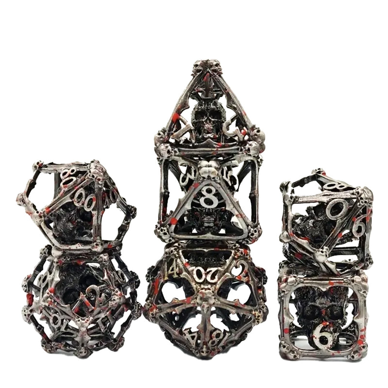 Crypt Keeper - 7 Piece Hollow Metal Polyhedral Dice Set & Dice Case