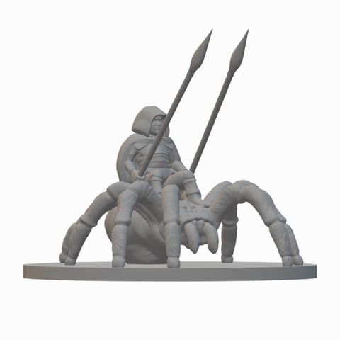 Halfling Ranger on Giant Spider | BeaMini Unpainted RPG Miniatures