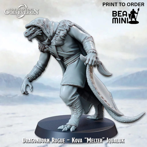 Dragonborn Rogue – Kova Iqualuk | BeaMini Print to Order Miniatures